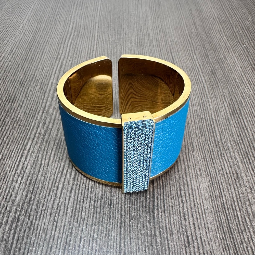 Henri Bendel Elegant Blue and Gold Cuff Bracelet